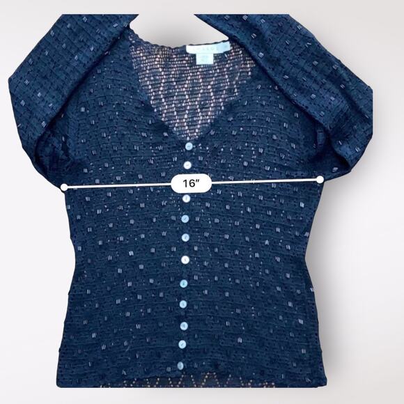 Anthropologie Tweeds Black Silk Beaded Cardigan Sweater Size S Business‎ Preppy - Picture 4 of 6